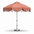Outdoor patio umbrella with fringe design and steel frame in terracotta 200 x 200 x 250cm