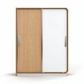 Sliding door wardrobe in oak and white finish 100 x 80 x 40cm for storage