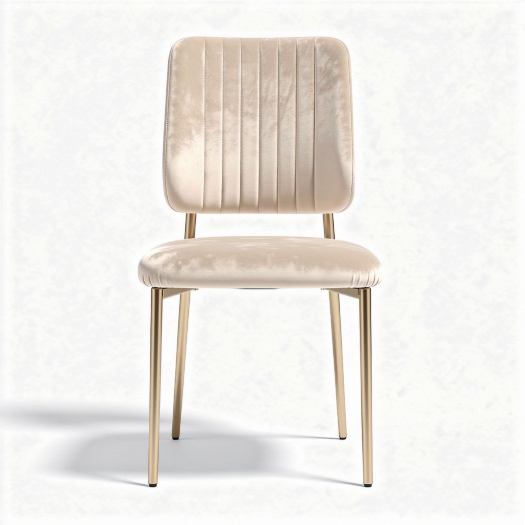 Velvet dining chair with gold metal legs in cream color 40 x 45 x 85cm