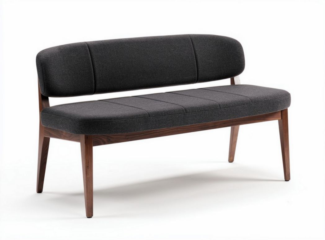 Upholstered bench with wooden frame and modern design in dark gray 150 x 70 x 80cm
