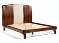 Wooden bed frame with slatted support and upholstered headboard 180 x 200 x 30cm