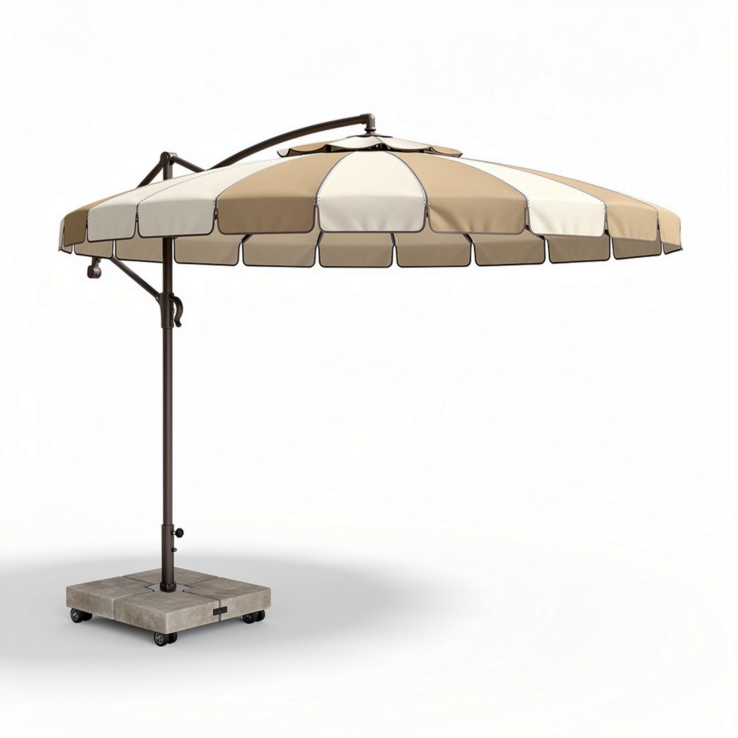 Outdoor patio umbrella with beige and cream canopy and steel frame 250 x 250 x 250cm