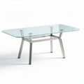 Glass dining table with stainless steel legs 150 x 75 x 75cm
