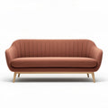 Fabric three-seater sofa with wooden legs in terracotta color 180 x 85 x 75cm