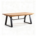 Wooden dining table with metal legs 200 x 100 x 75cm natural finish