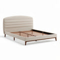 Upholstered bed frame with wooden slat support and curved headboard 200 x 160 x 100cm