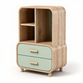 Wooden bedside table with two drawers and open shelving unit 50 x 40 x 80cm