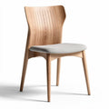 Wooden dining chair with fabric seat cushion in natural finish 45 x 50 x 80cm